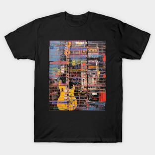 sounds of the 80s - electric guitar and audio tapes collage T-Shirt